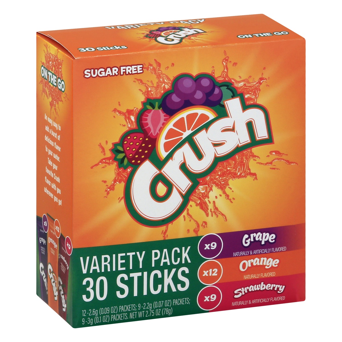 slide 2 of 9, Crush Sugar Free Drink Mix Sticks Variety Pack, 30 ct
