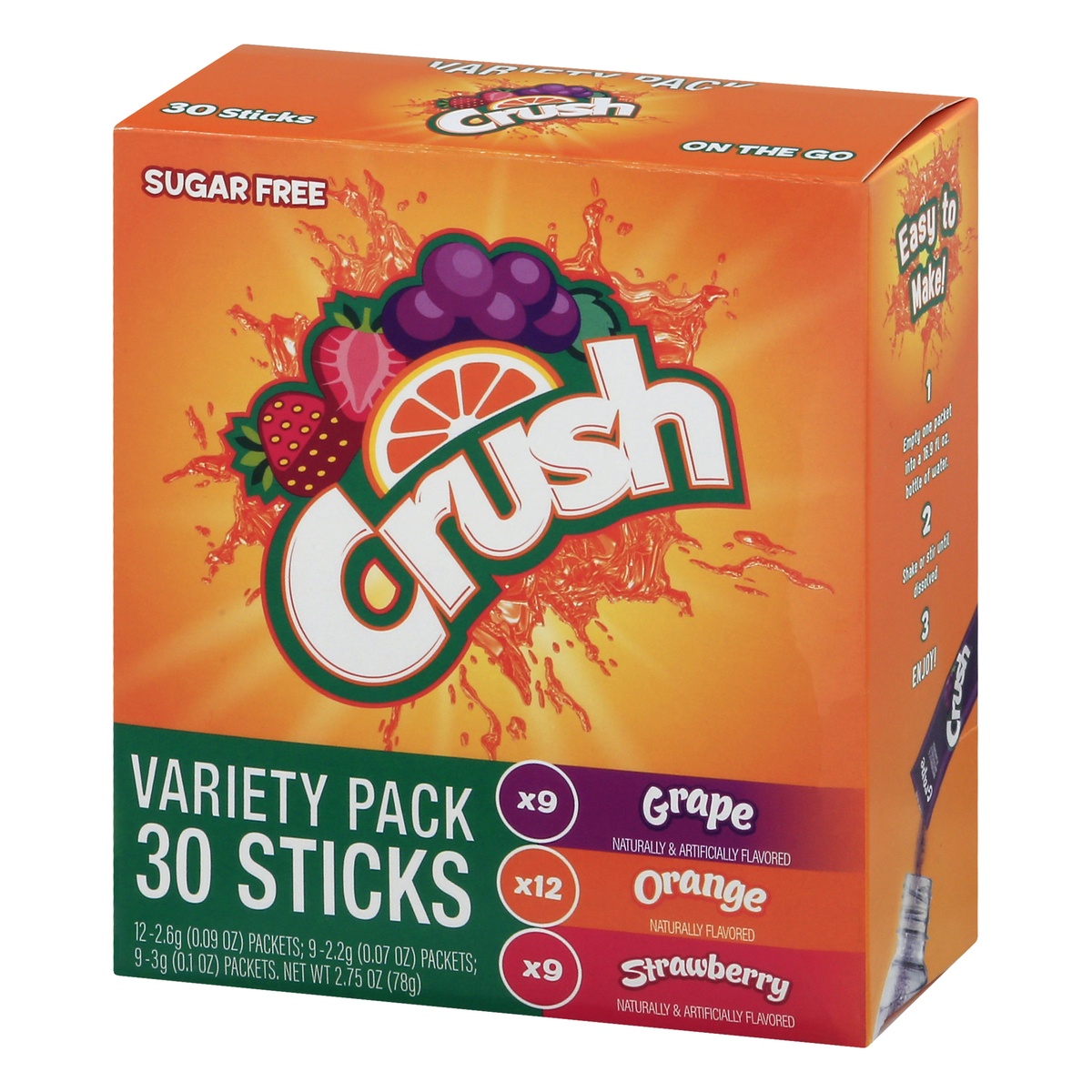 slide 3 of 9, Crush Sugar Free Drink Mix Sticks Variety Pack, 30 ct