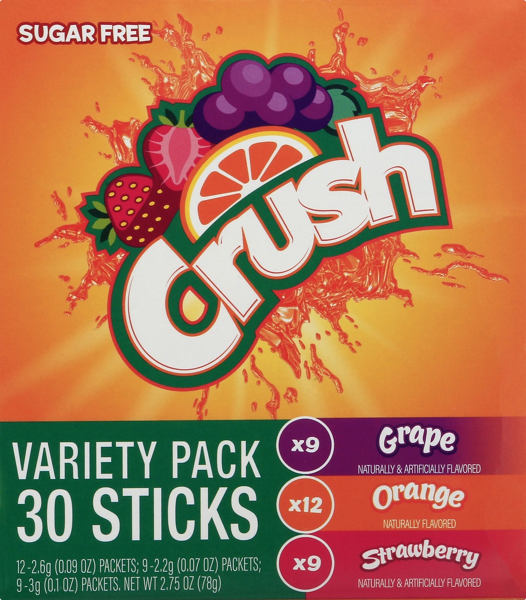 slide 6 of 9, Crush Sugar Free Drink Mix Sticks Variety Pack, 30 ct