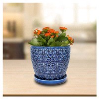 slide 8 of 9, Trendspot 6IN Mediterranean Blue Ceramic Planter, 6 in