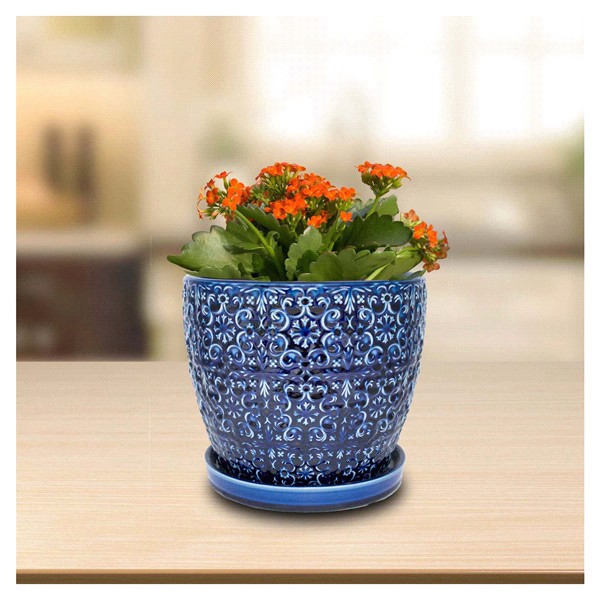 slide 7 of 9, Trendspot 6IN Mediterranean Blue Ceramic Planter, 6 in