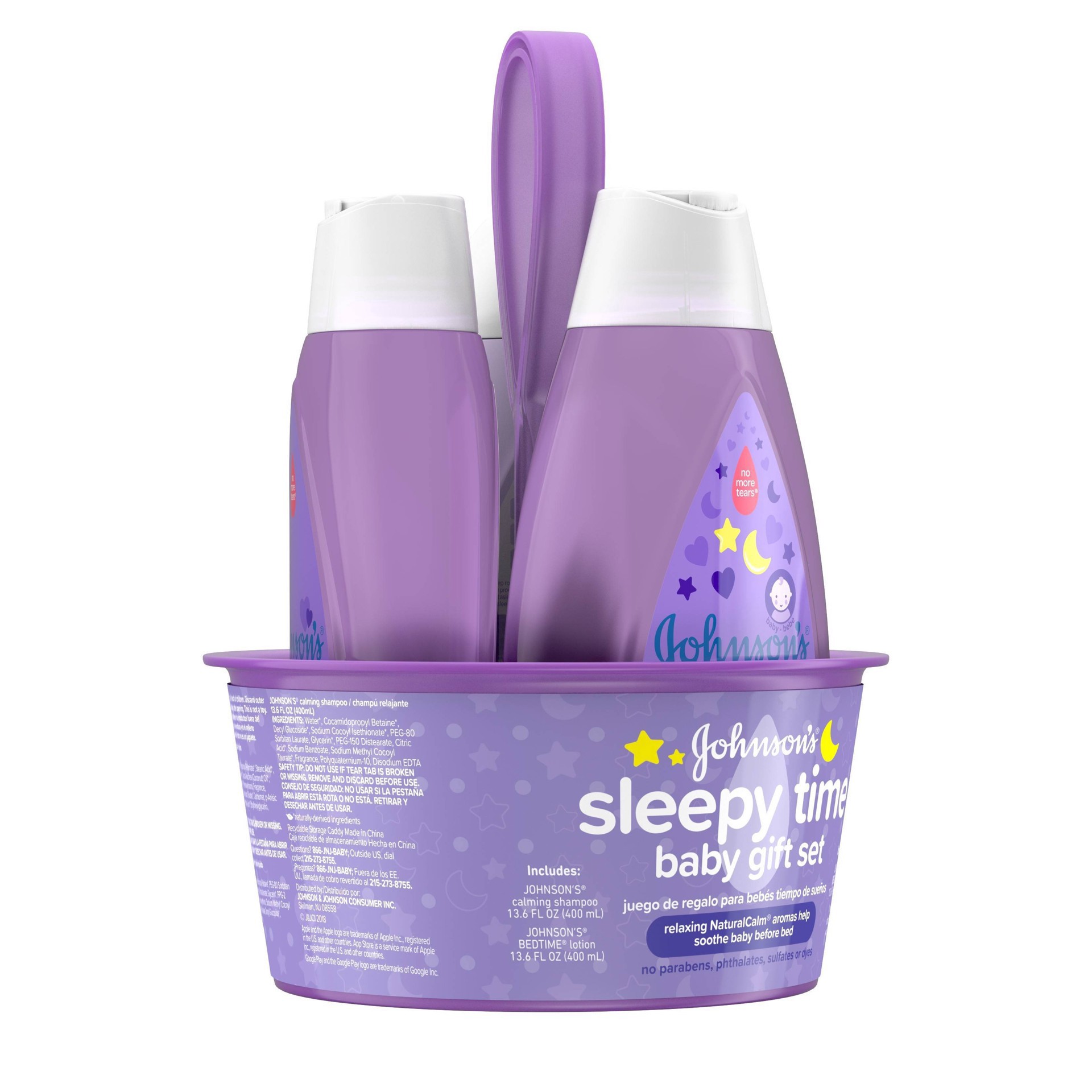 slide 8 of 13, Johnson's Sleepy Time Bedtime Baby Gift Set with Relaxing NaturalCalm Aromas, Bedtime Baby Bath Shampoo, Wash & Lotion Essentials, Hypoallergenic & Paraben-Free, 4 items, 1 ct