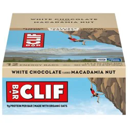 CLIF BAR - White Chocolate Macadamia Nut Flavor - Made with Organic Oats - Energy Bars - Non-GMO - Plant Based Protein Bars (12 Pack)