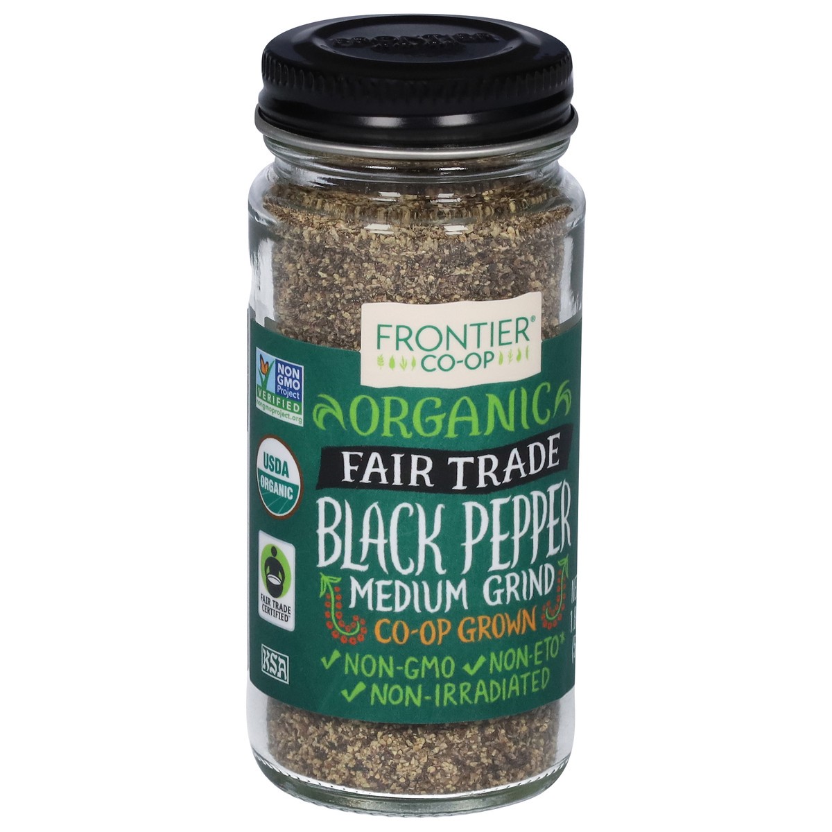 slide 2 of 9, Frontier Co-Op Medium Grind Organic Black Pepper 1.80 oz, 1.8 oz