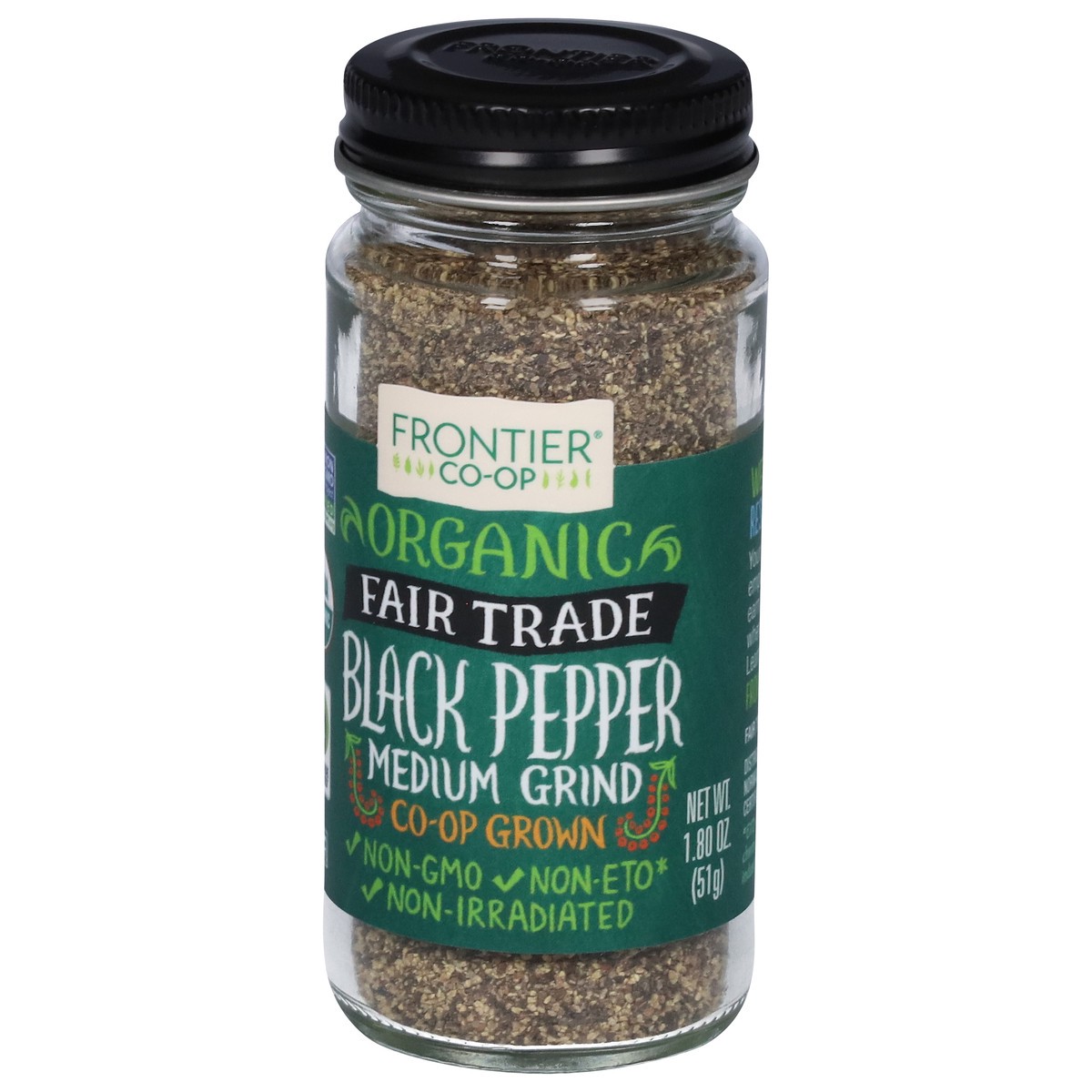 slide 3 of 9, Frontier Co-Op Medium Grind Organic Black Pepper 1.80 oz, 1.8 oz