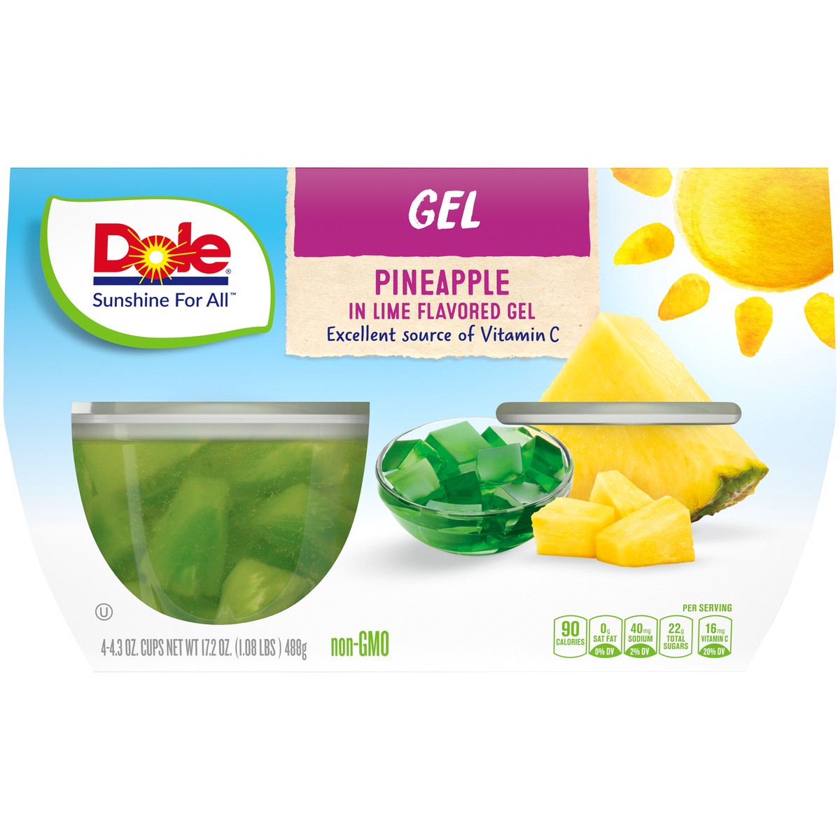 slide 1 of 11, Dole Pineapple In Lime Gel, 4 ct; 4.3 oz