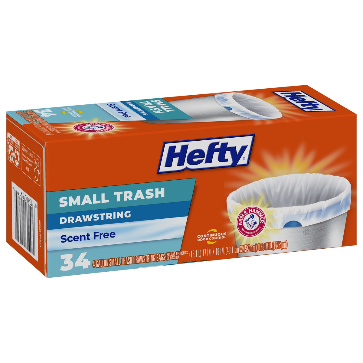 slide 5 of 15, Hefty 4 Gallon Small Trash Scent Free Trash Drawstring Bags 34 ea, 34 ct