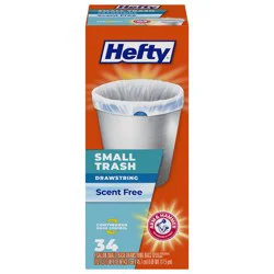 Hefty 4 Gallon Scent Free Trash Drawstring Bags, 34 ea