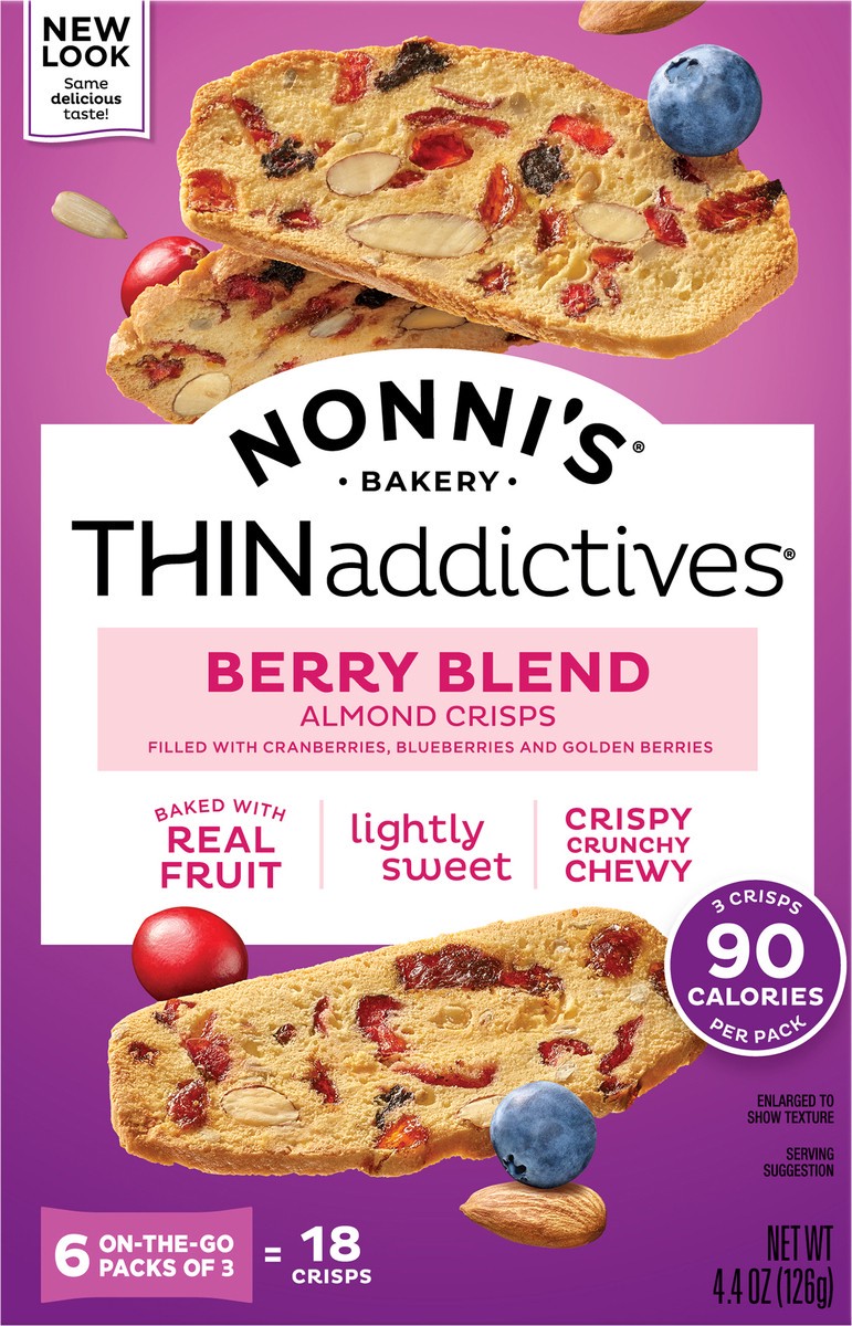 slide 5 of 8, Nonni's THINaddictives Almond Thin Berry Blend Cookies 6 - 3 Packs, 1 ct