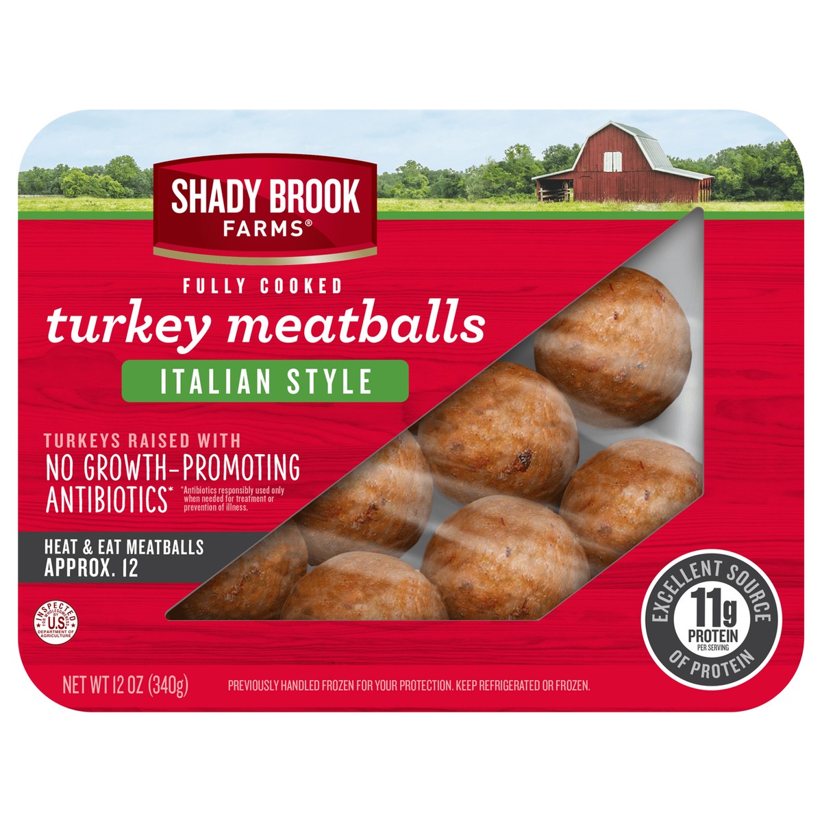 slide 1 of 7, Shady Brook Farms Fully Cooked Italian Style Turkey Meatballs, 12 oz