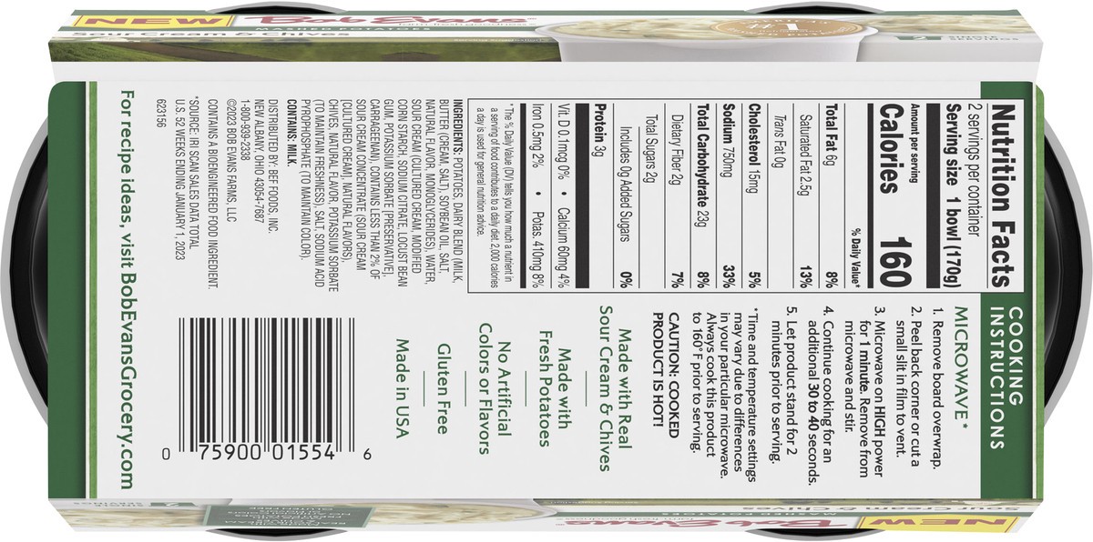 slide 3 of 12, Bob Evans Sour Cream & Chives Mashed Potatoes 2 ea, 2 ct; 12 oz