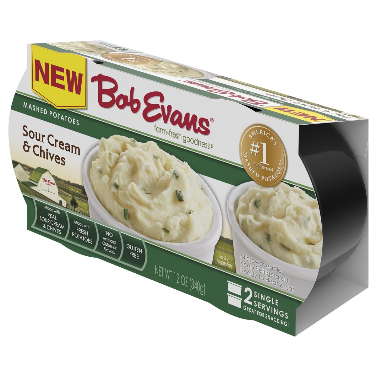 slide 5 of 12, Bob Evans Sour Cream & Chives Mashed Potatoes 2 ea, 2 ct; 12 oz