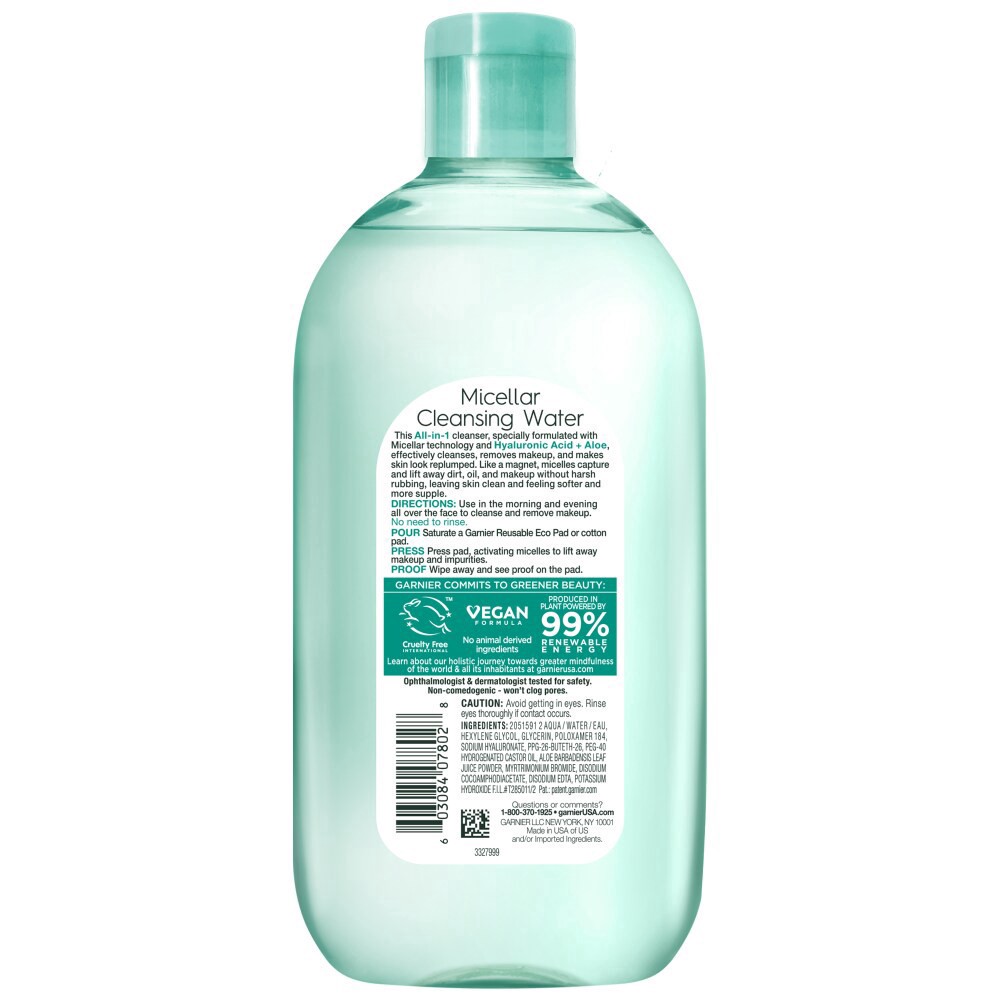slide 3 of 3, Garnier Skinactive Replumping Hyaluronic Acid Micellar Cleansing Water, 23.67 fl oz