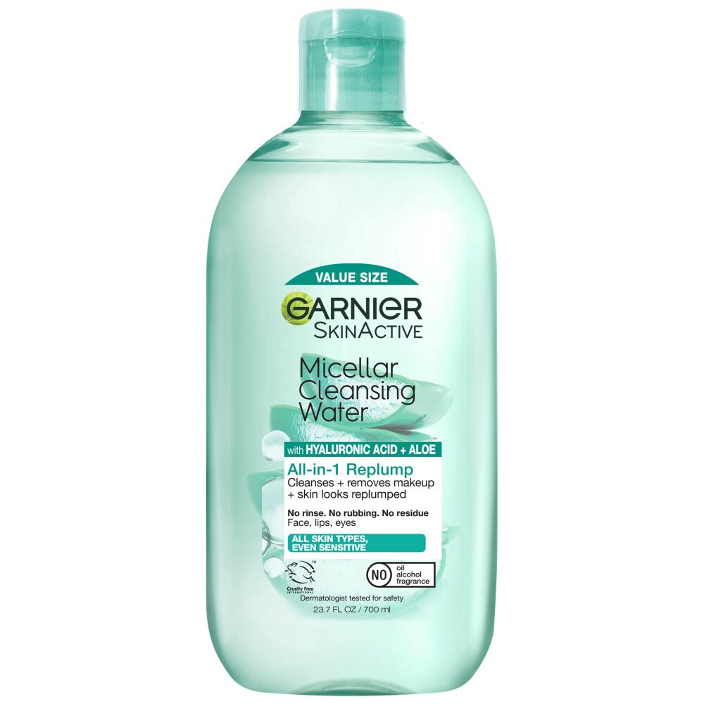 slide 2 of 3, Garnier Skinactive Replumping Hyaluronic Acid Micellar Cleansing Water, 23.67 fl oz