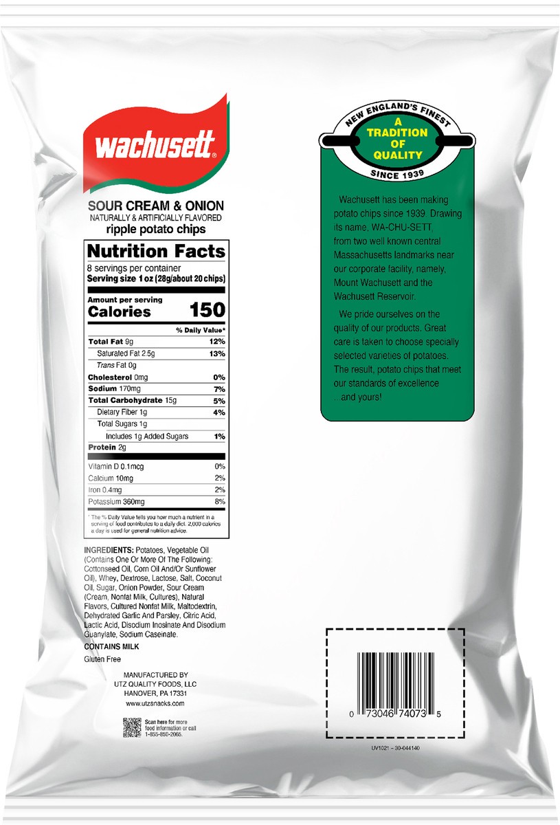 slide 5 of 11, Wachusett Ripple Sour Cream & Onion Potato Chips 8 oz, 8 oz