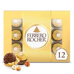 Ferrero Rocher Premium Milk Chocolate Hazelnut Chocolates For Gifting 12 Count - 5.3oz