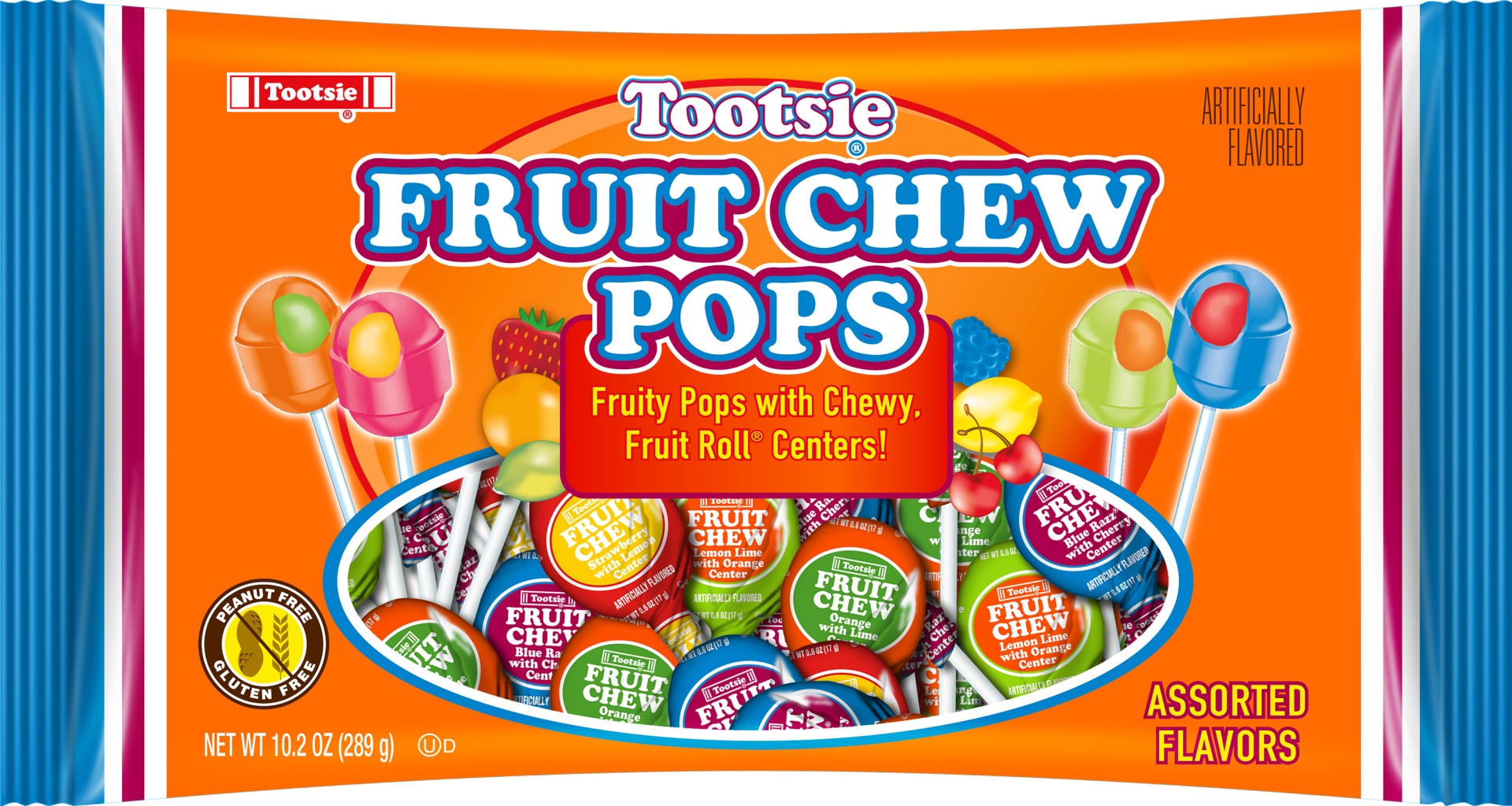 slide 1 of 1, Tootsie Roll Fruit Chews Pops, 10.2 oz