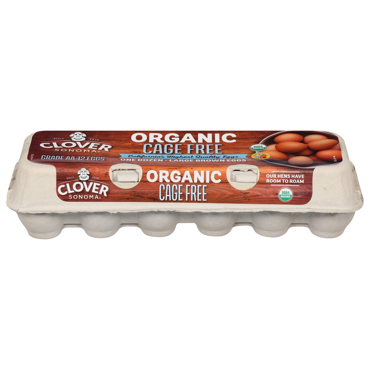 slide 1 of 4, Clover Sonoma Organic Cage Free Brown Eggs Large 12 ea, 12 ct