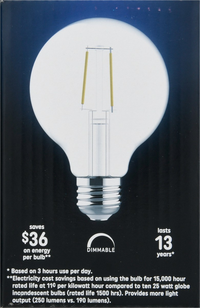 slide 7 of 9, GE 2.8 Watts Clear Finish Soft White Decorative Globe LED Light Bulbs 2 Pack 2 ea, 2 ct