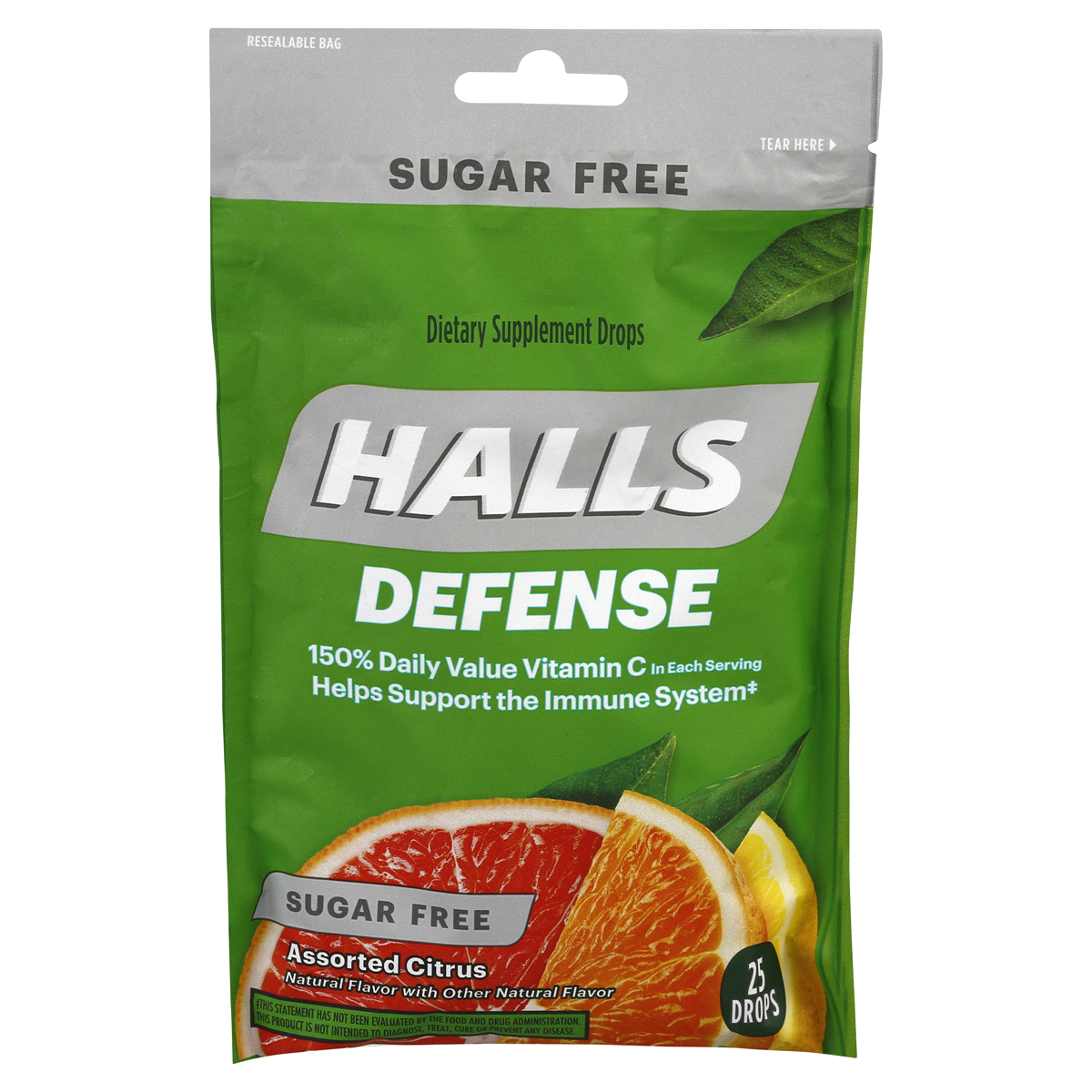 slide 1 of 7, Halls Sugar-Free Cough Drops with Vitamin C, 25 ct