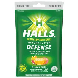 HALLS Defense Assorted Citrus Sugar Free Vitamin C Drops, 25 Drops