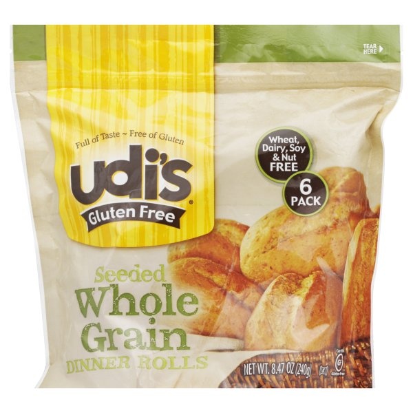slide 1 of 3, Udi's Gluten Free Foods Roll Dinner Seeded Whole Grain, 8.4 oz