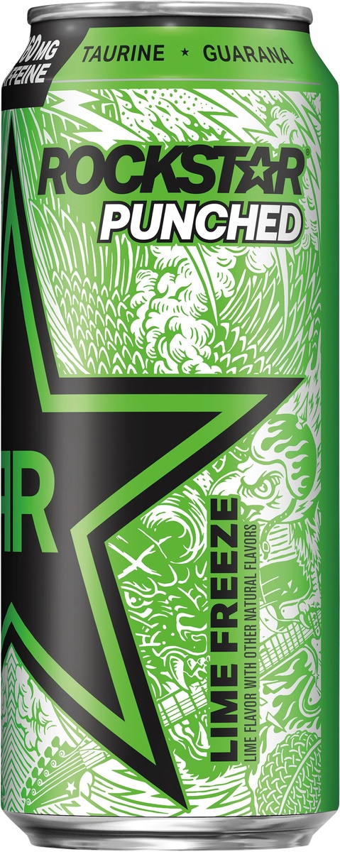 slide 5 of 6, Rockstar Punched Energy Drink Lime FreezeOz, 16 oz