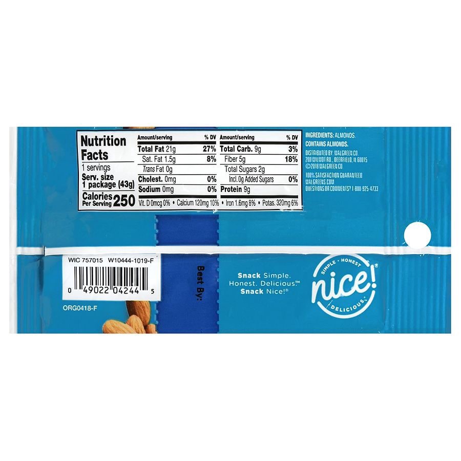 slide 2 of 5, Nice! Almonds Unsalted, 1.5 oz