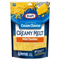 Kraft Mild Cheddar Shredded Cheese with a Touch of Cream Cheese for a Creamy Melt, 8 oz Bag