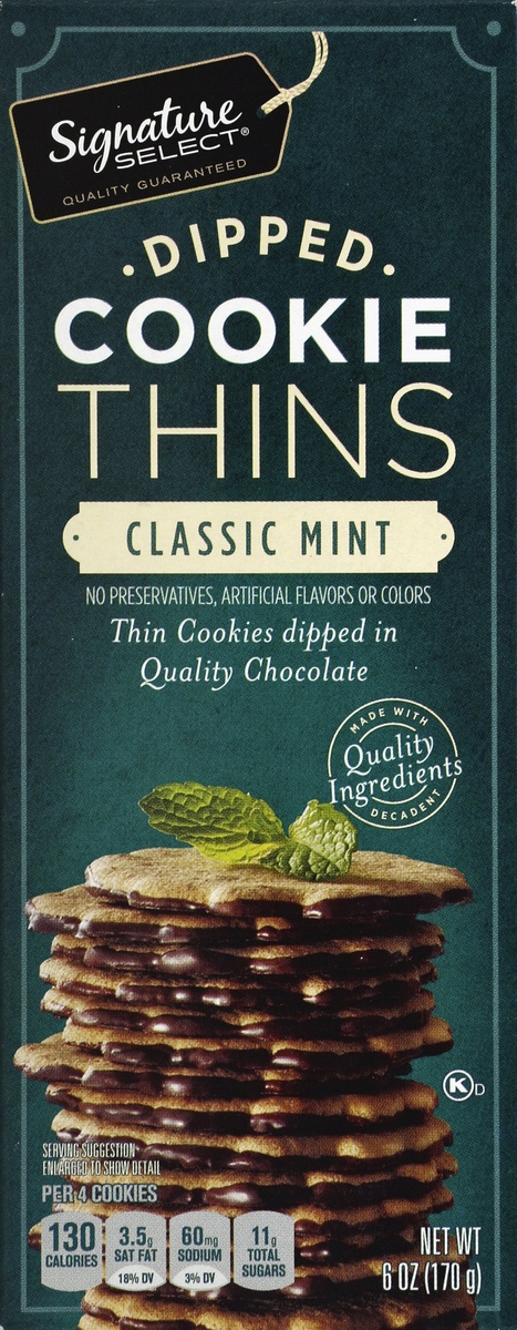 slide 2 of 4, Signature Select Cookie Thins Dipped Classic Mint, 6 oz