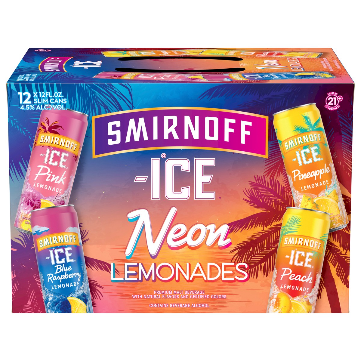 slide 1 of 9, Smirnoff Neon Lemonades Variety Pack 12PK 12oz Cans, 12 ct; 12 oz