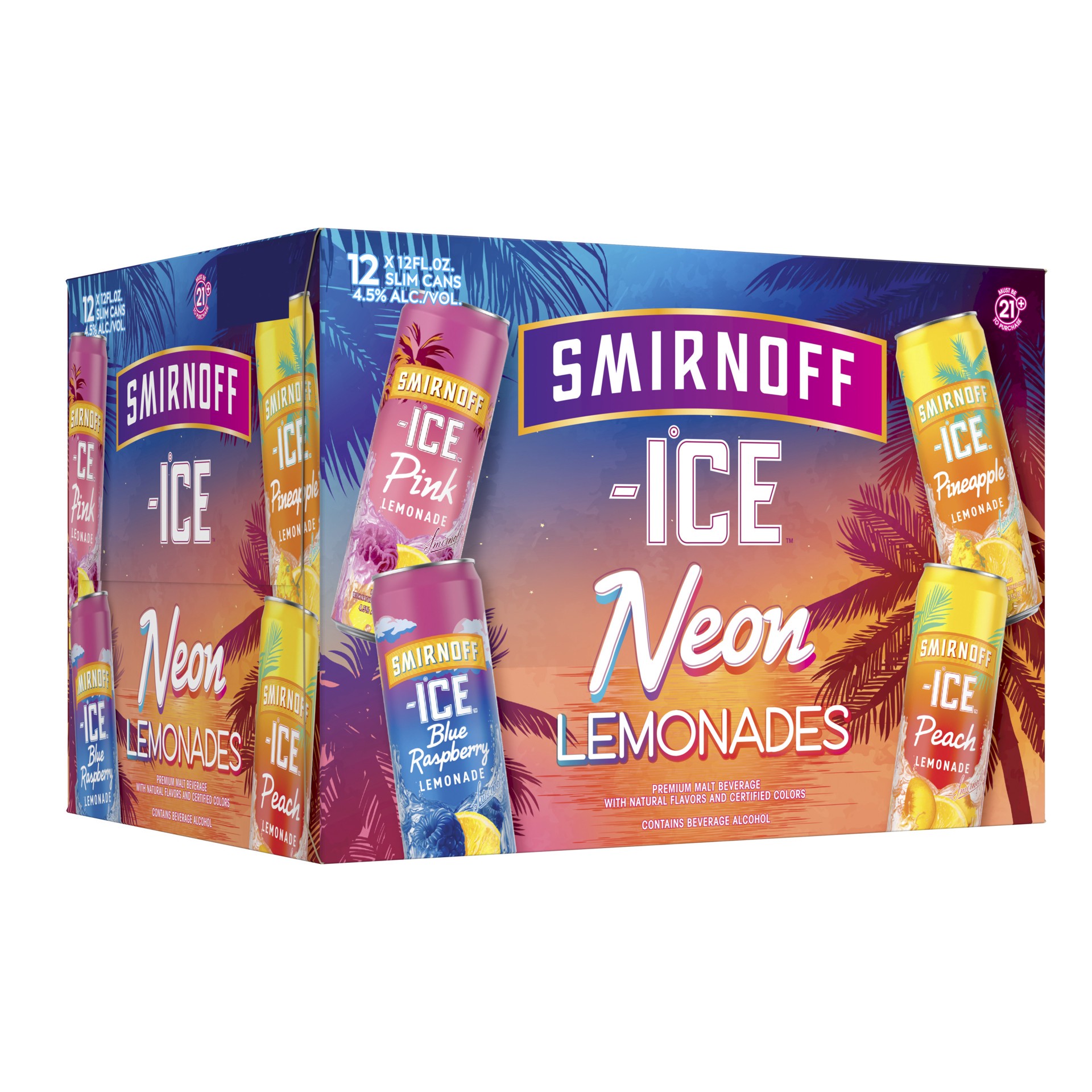 slide 7 of 9, Smirnoff Ice Neon Lemonade Variety Pack, 12 fl oz, 12 Pack Cans, 4.5% ABV, 12 fl oz