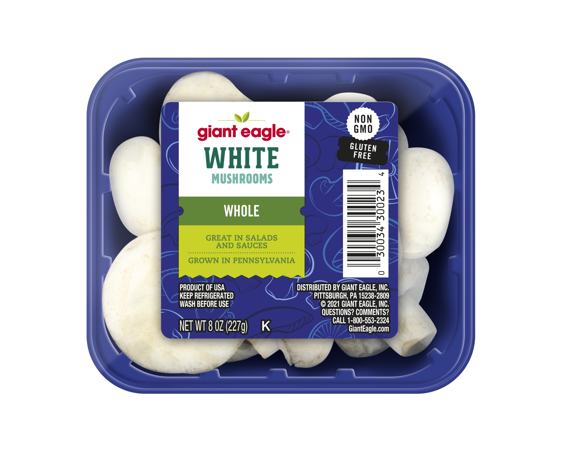 slide 1 of 1, Giant Eagle White Mushrooms, Whole, 8 oz