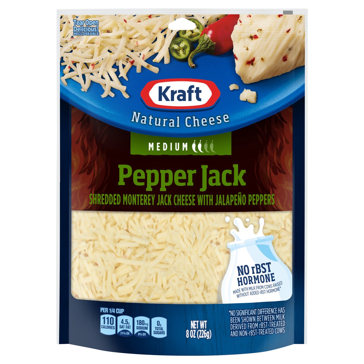 slide 1 of 3, Kraft Pepper Jack Medium Shredded Cheese, 8 oz Bag, 8 oz