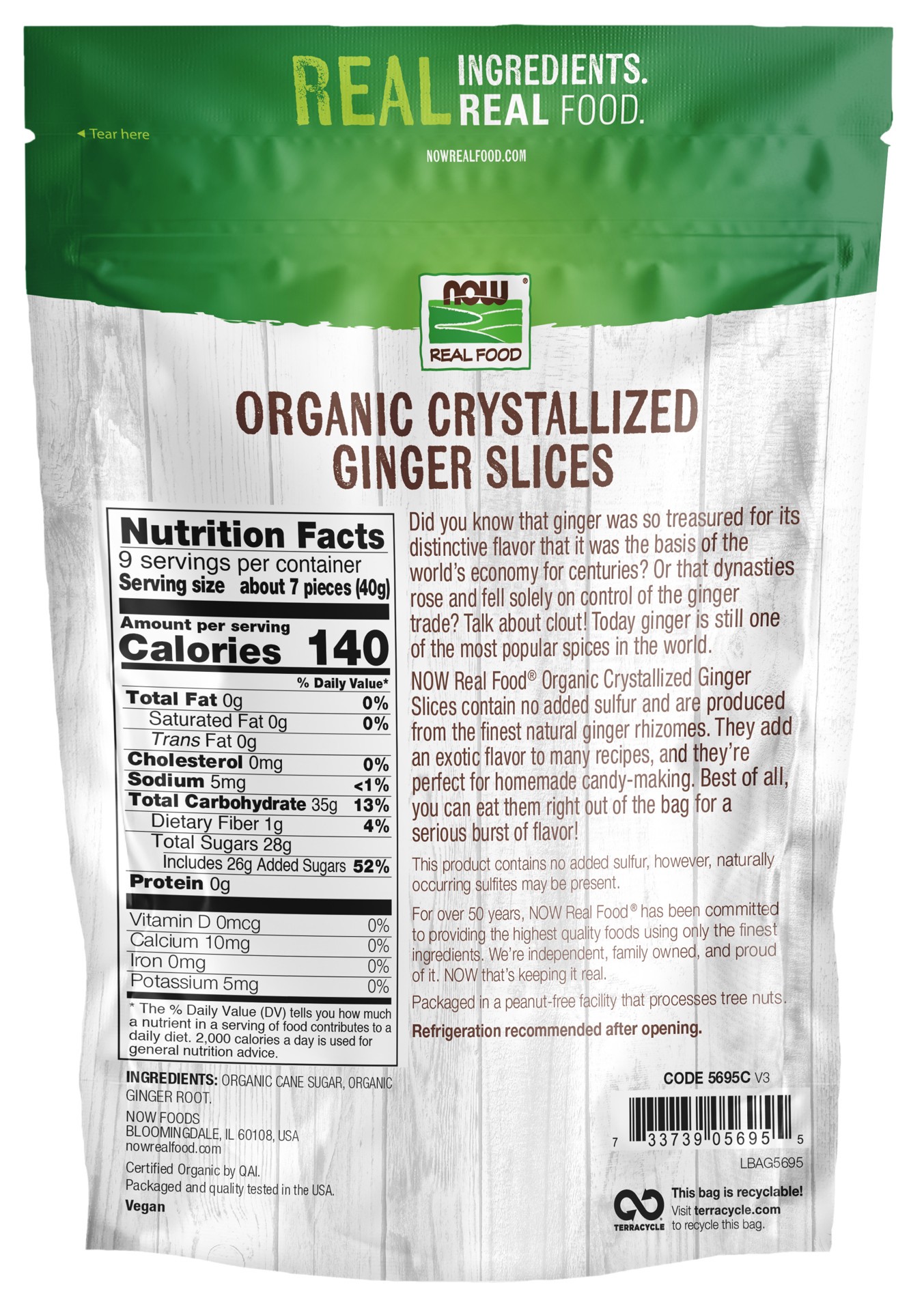 slide 3 of 3, NOW Real Food Ginger Slices, Crystallized & Organic - 12 oz., 12 oz