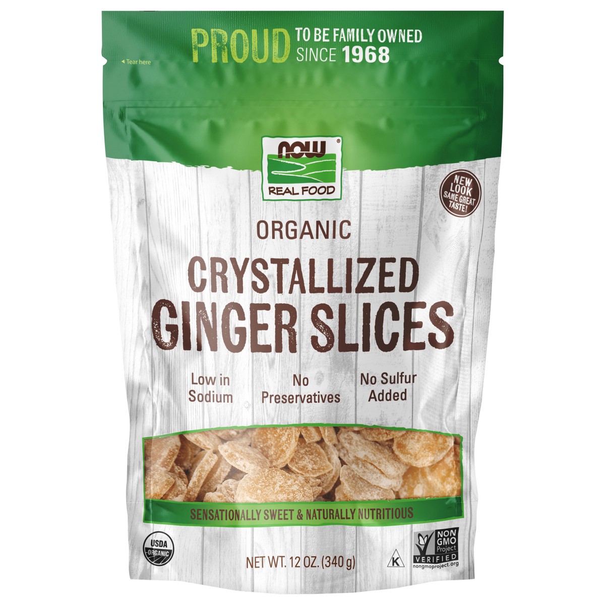 slide 1 of 3, NOW Real Food Ginger Slices, Crystallized & Organic - 12 oz., 12 oz