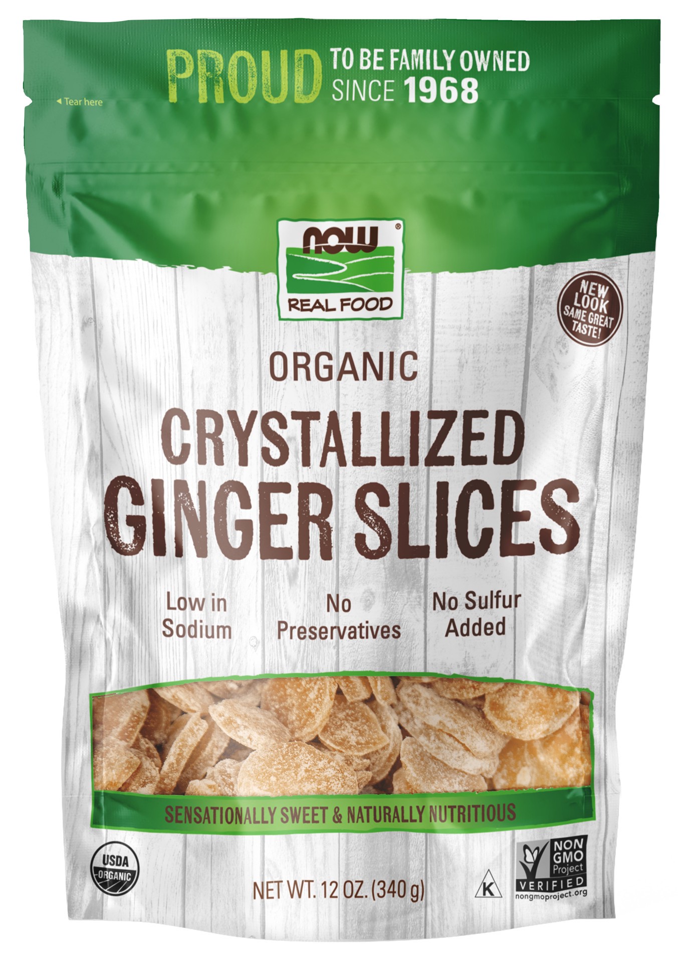 slide 1 of 3, NOW Natural Foods Ginger Slices, Crystallized & Organic - 12 oz., 12 oz