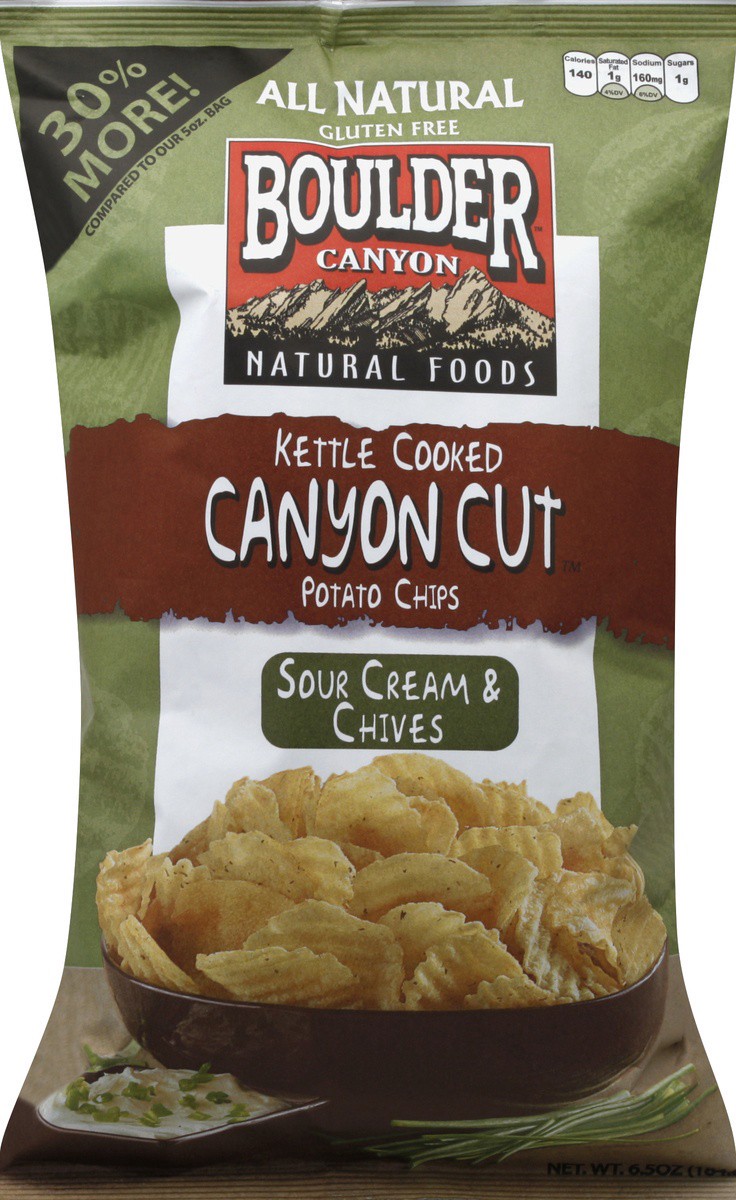 slide 5 of 6, Boulder Canyon Boulder Kettle Cooked Canyon Cut Sour Cream & Chives Potato Chips, 6.5 oz