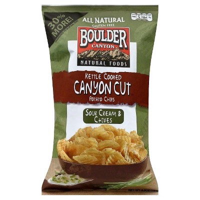 slide 1 of 6, Boulder Canyon Boulder Kettle Cooked Canyon Cut Sour Cream & Chives Potato Chips, 6.5 oz