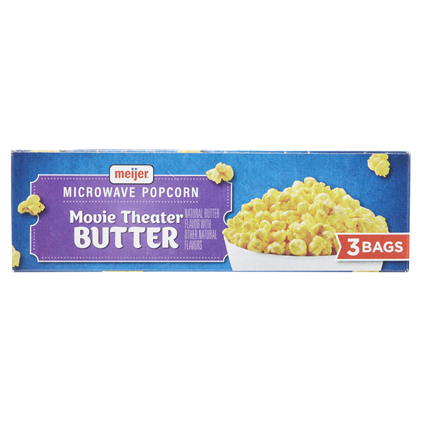slide 2 of 29, Meijer Movie Theater Butter Microwave Popcorn, 3 Bags, 7.65 oz