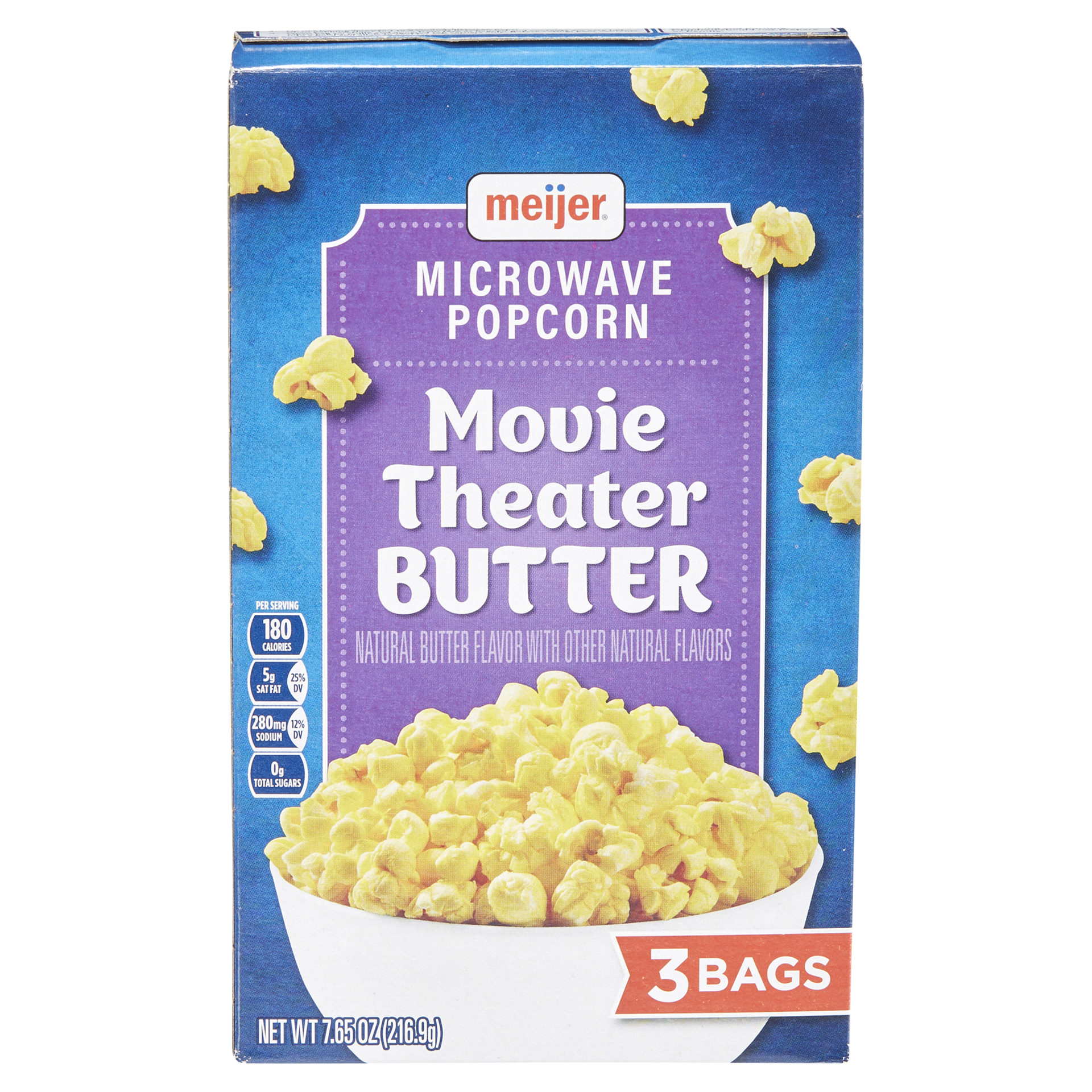 slide 13 of 29, Meijer Movie Theater Butter Microwave Popcorn, 3 Bags, 7.65 oz