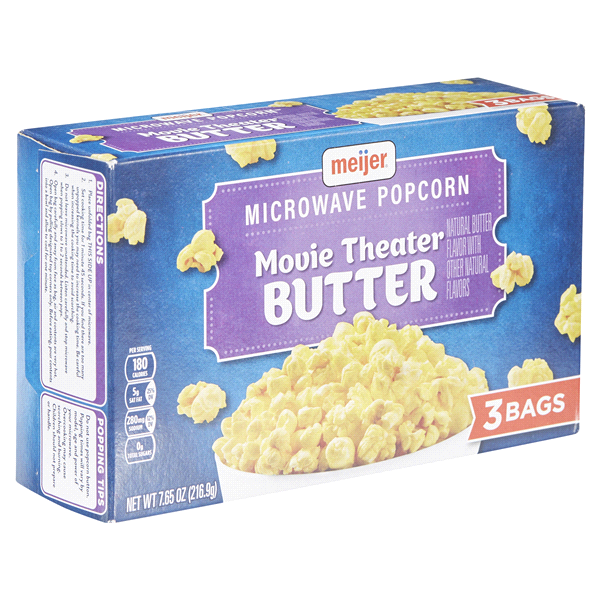 slide 4 of 29, Meijer Movie Theater Butter Microwave Popcorn, 3 Bags, 7.65 oz