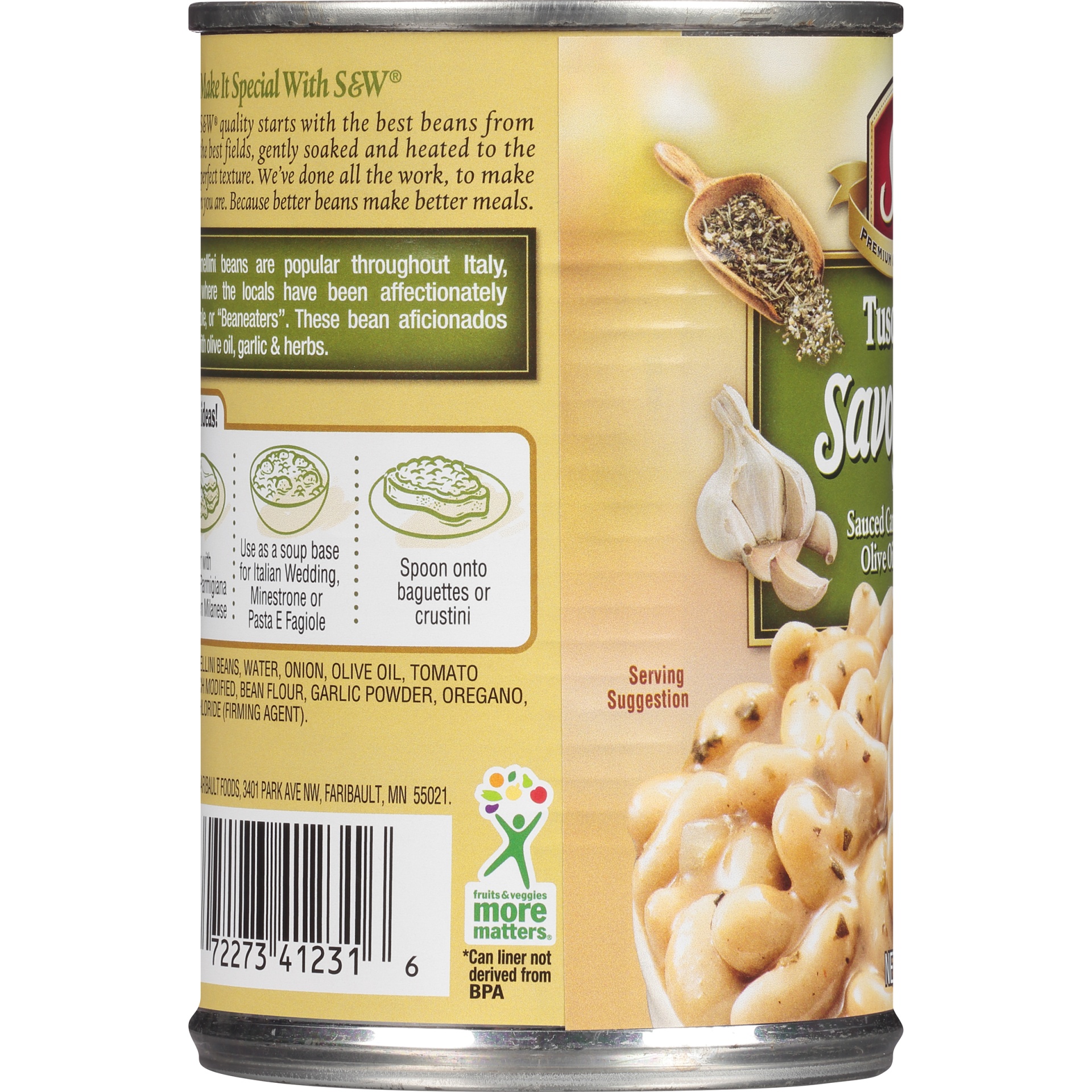 slide 2 of 6, S&W Tuscan Style Savory Sides Sauced Cannellini Beans, 15 oz