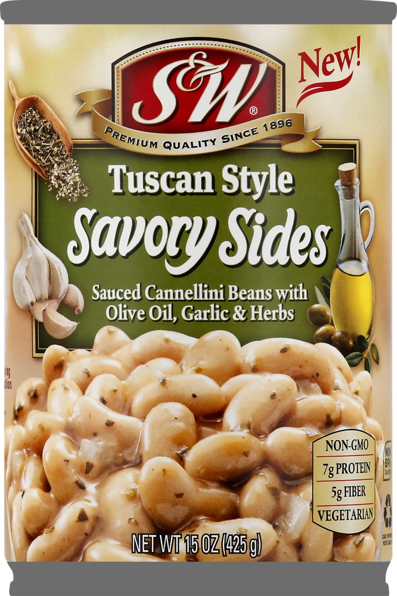 slide 10 of 11, S&W Tuscan Style Savory Sides Sauced Cannellini Beans, 15 oz