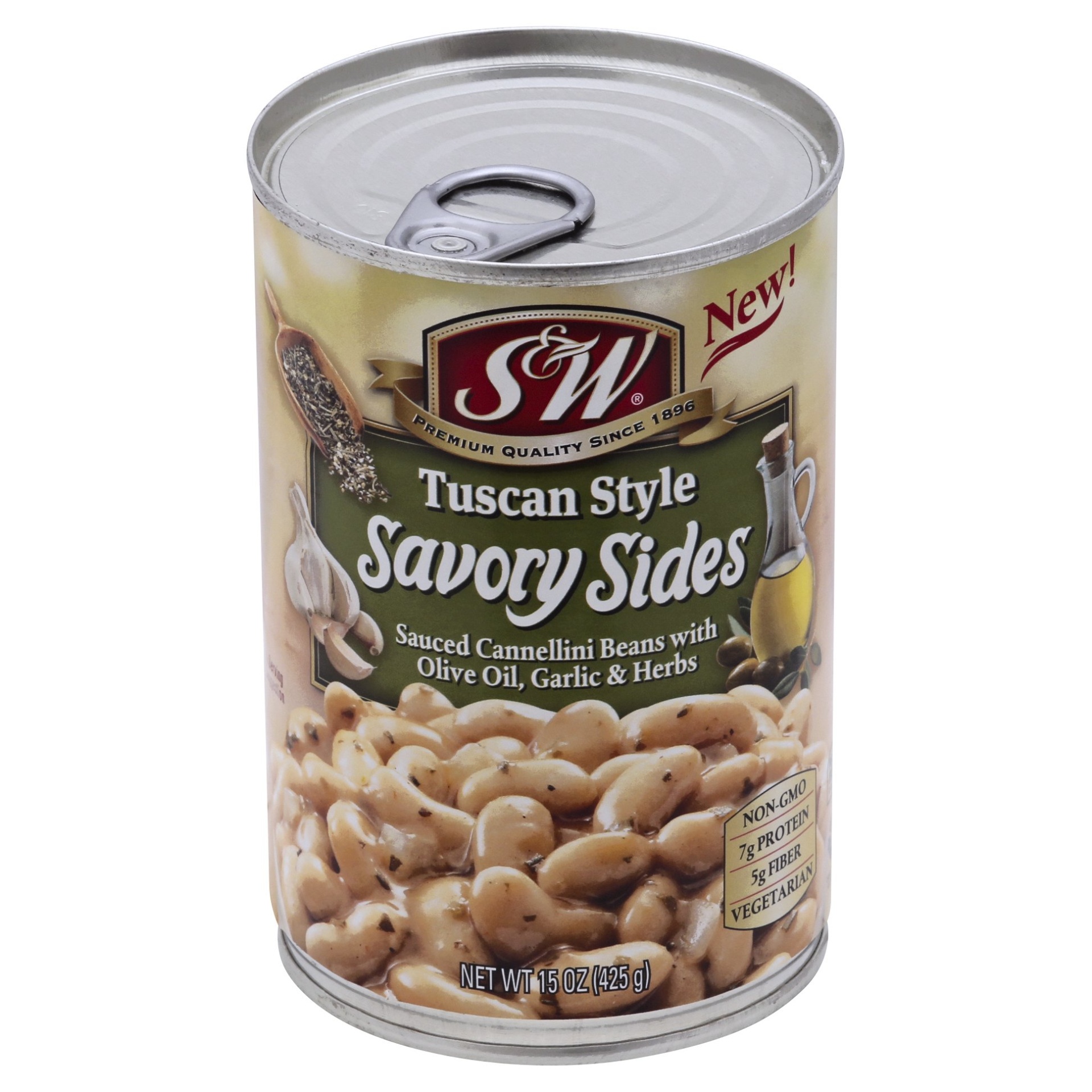 slide 1 of 6, S&W Tuscan Style Savory Sides Sauced Cannellini Beans, 15 oz