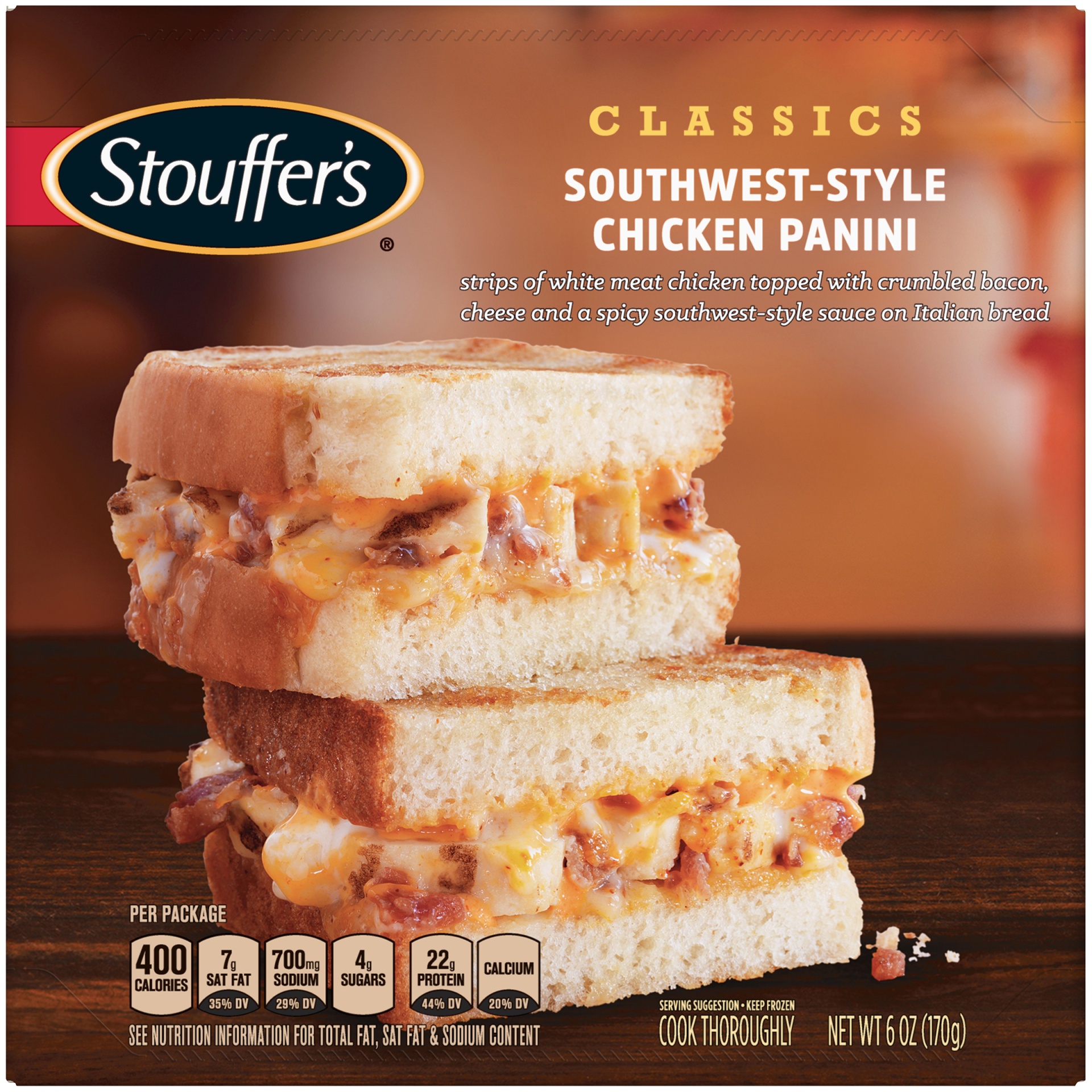 slide 1 of 1, Stouffer's Classics Southwest-style Chicken Panini, 6 oz