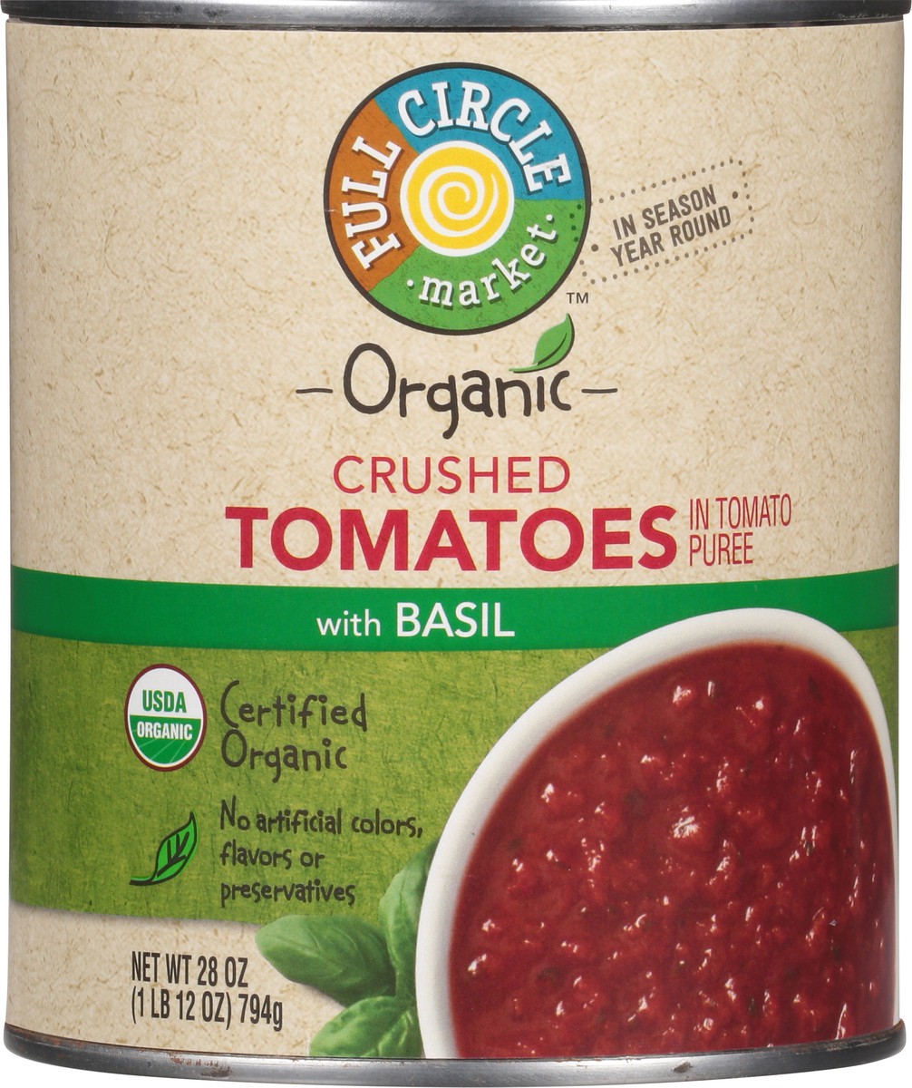 slide 3 of 9, Full Circle Market Organic Crushed with Basil Tomatoes in Tomato Puree 28 oz, 28 oz