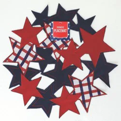 Meijer Corporate Seasonal Americana Stars & Stripes Forever Round Cutwork Placemat, Red White Blue, 15 in