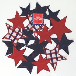 Meijer Corporate Seasonal Americana Stars & Stripes Forever Round Cutwork Placemat, Red White Blue, 15 in