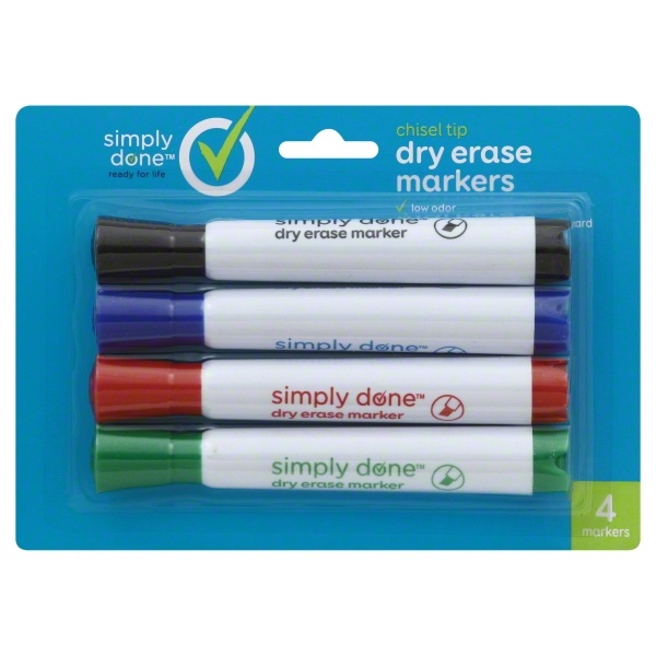 slide 1 of 6, Simply Done Dry Erase Markers, 4 ct